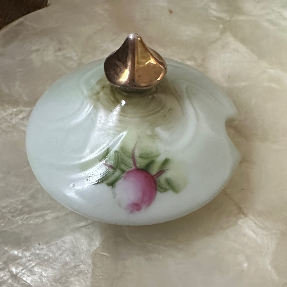 Vintage Lefton Heritage Green Rose Hand Painted Jelly Jar With Under Plate - Picture 6 of 8